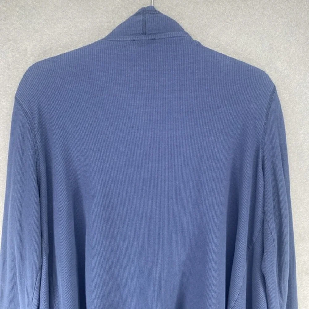 Talbots Sweater Womens Size Large Blue Waffle Open Front Thermal Comfy Hi-Low‎